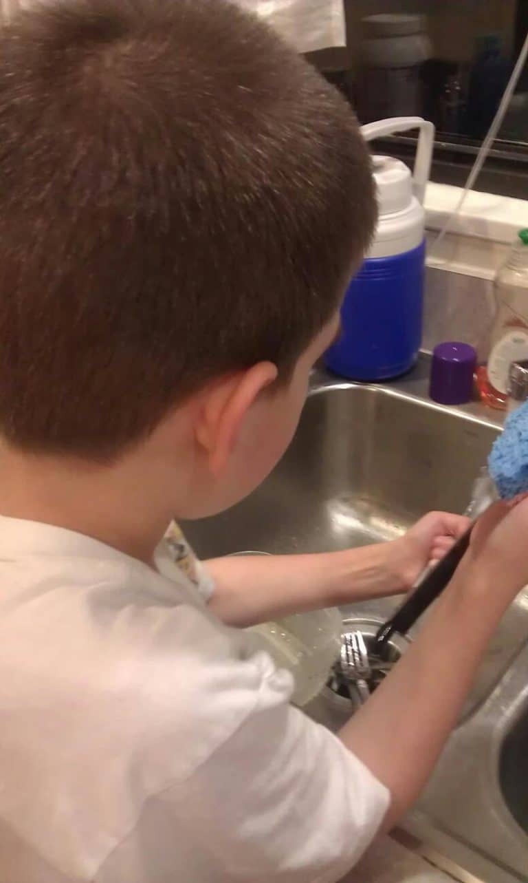 Andrew doing dishes