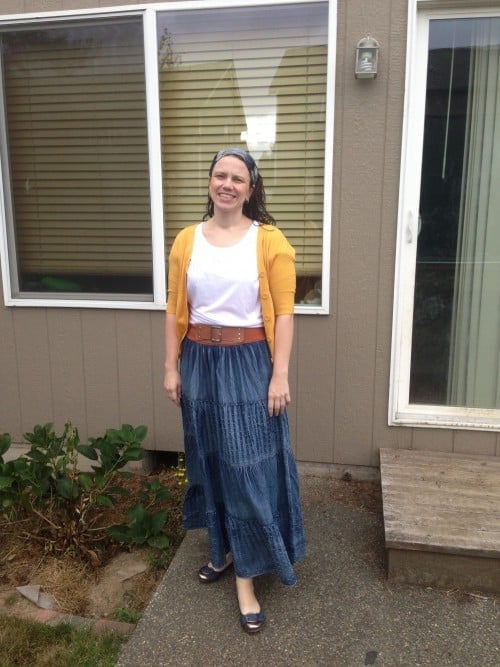 Modest Monday: Modesty with tiered jean skirt 2013-08-23 10.19.35