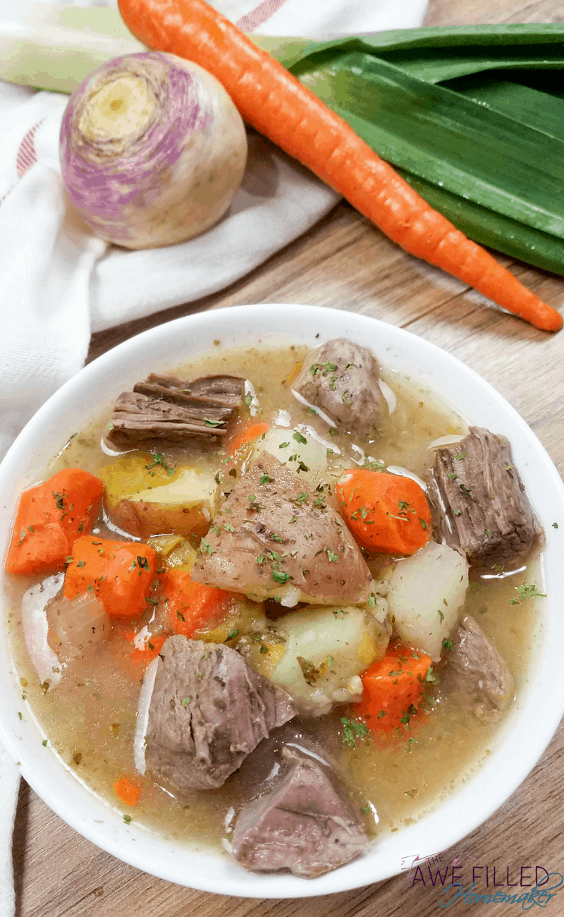 bowl of instant pot irish stew recipe 