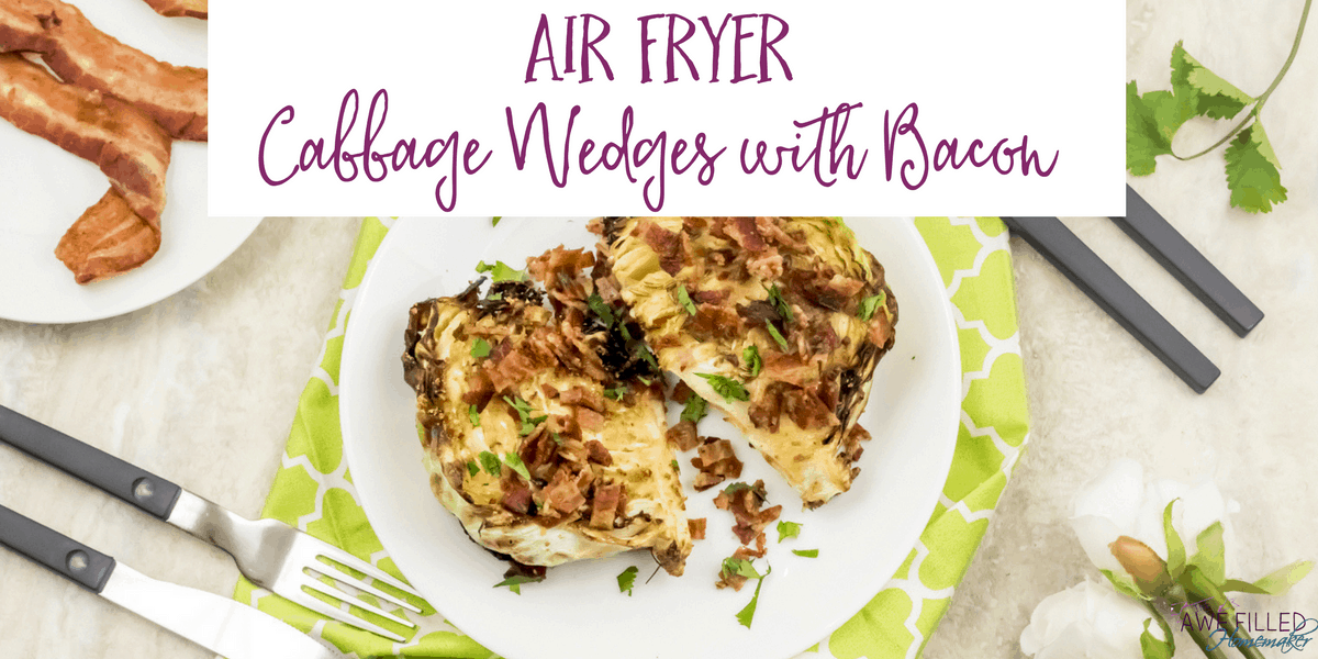 air fryer cabbage wedges with bacon