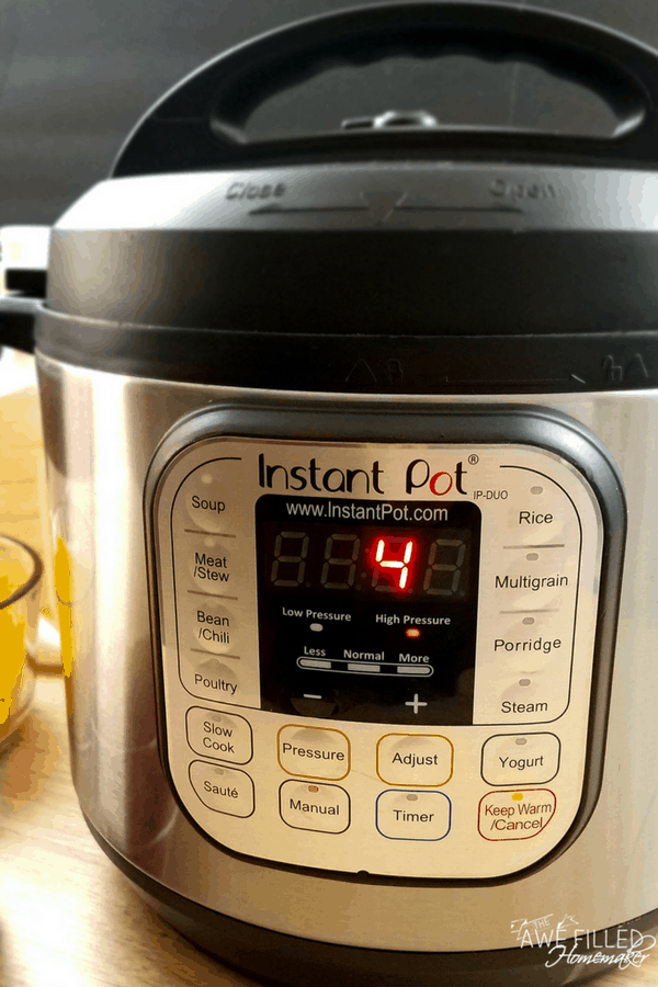 setting the timer on the instant pot 