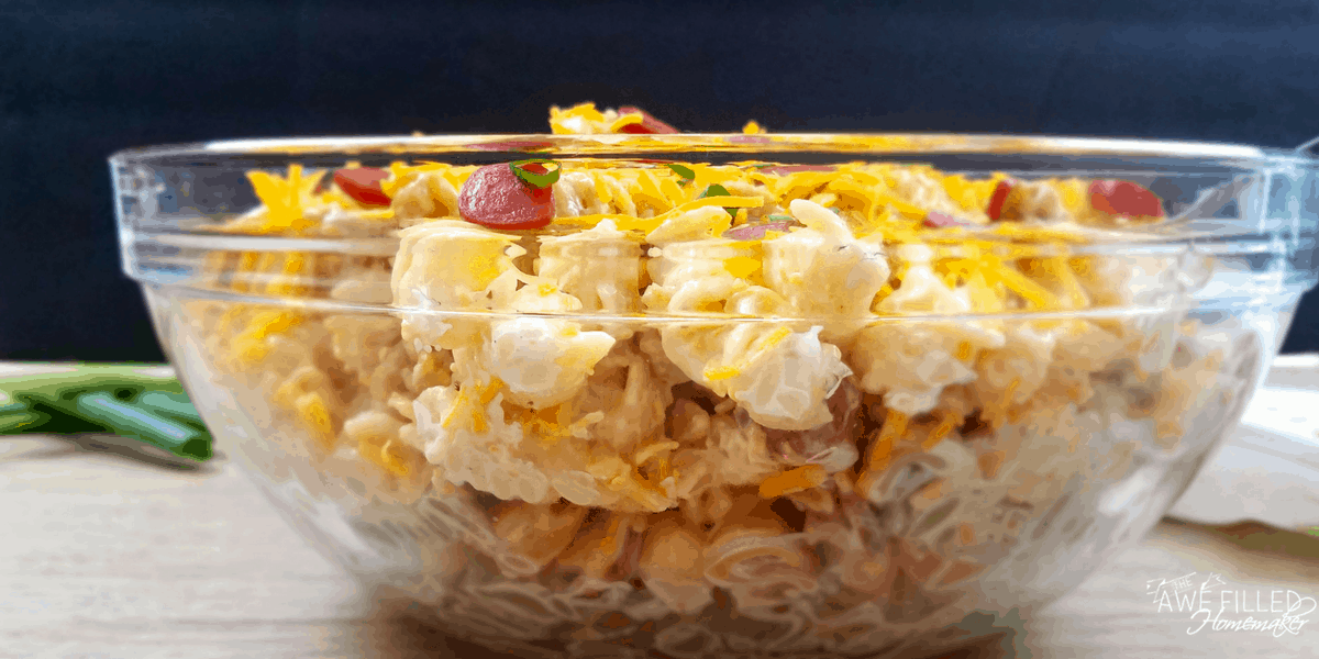 bowl of easy pepperoni pasta salad 