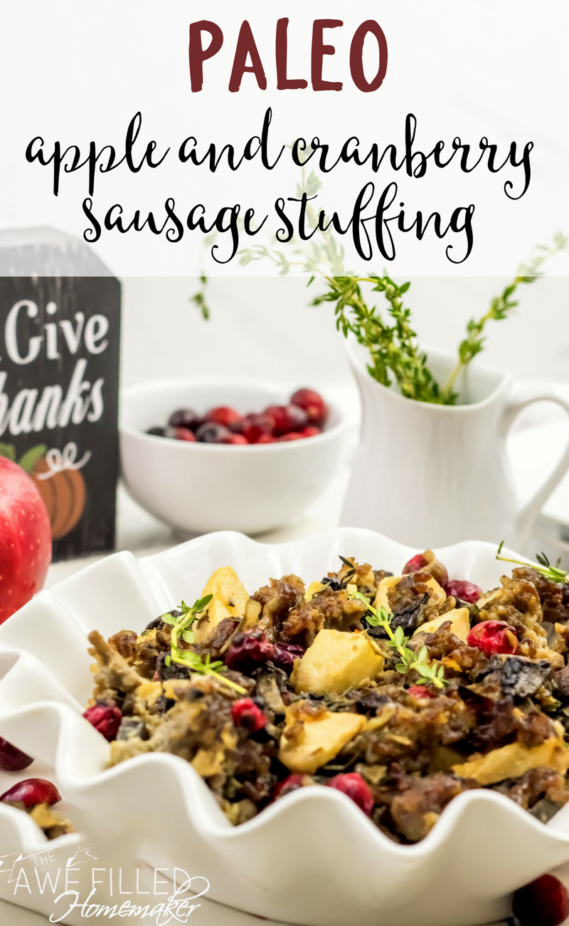 Paleo Apple and Cranberry Sausage Stuffing
