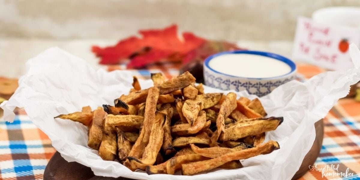 Air Fryer or Crisp Lid Pumpkin Spice Sweet Potato Fries
