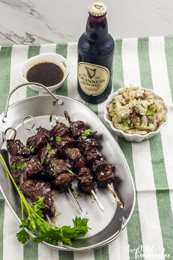Air Fryer Guinness Steak Skewers
