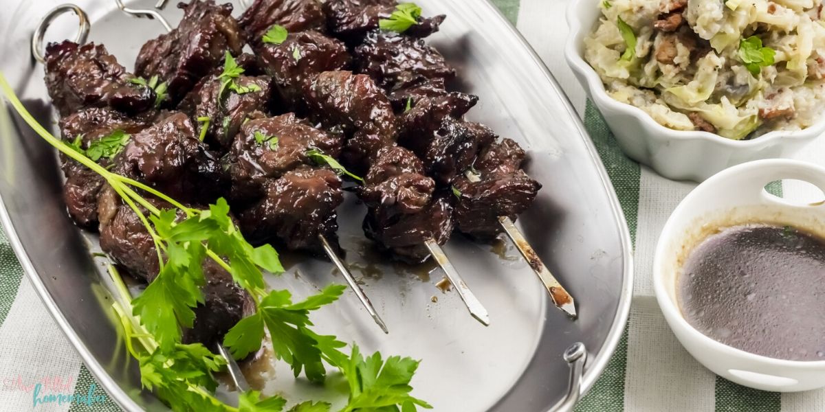 Air Fryer Guinness Steak Skewers
