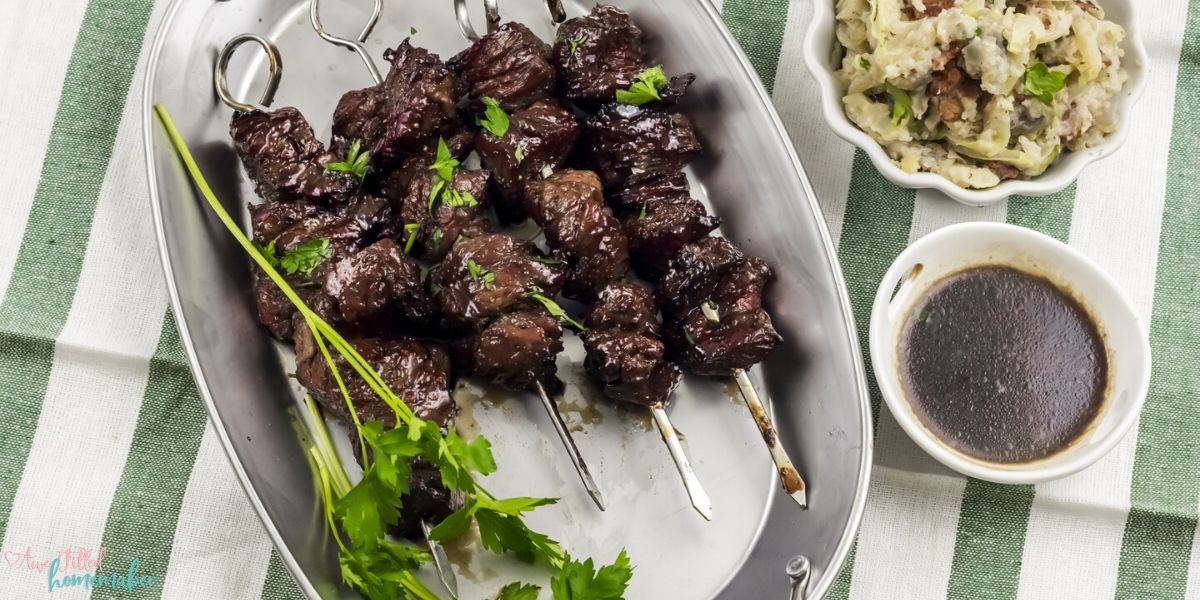 Air Fryer Guinness Steak Skewers