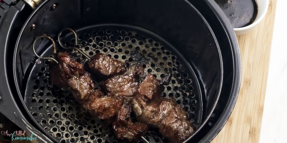 Air Fryer Guinness Steak Skewers