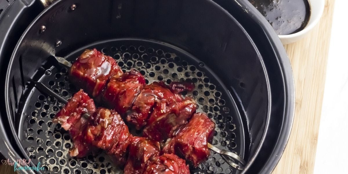 Air Fryer Guinness Steak Skewers