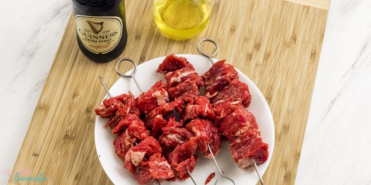 Air Fryer Guinness Steak Skewers