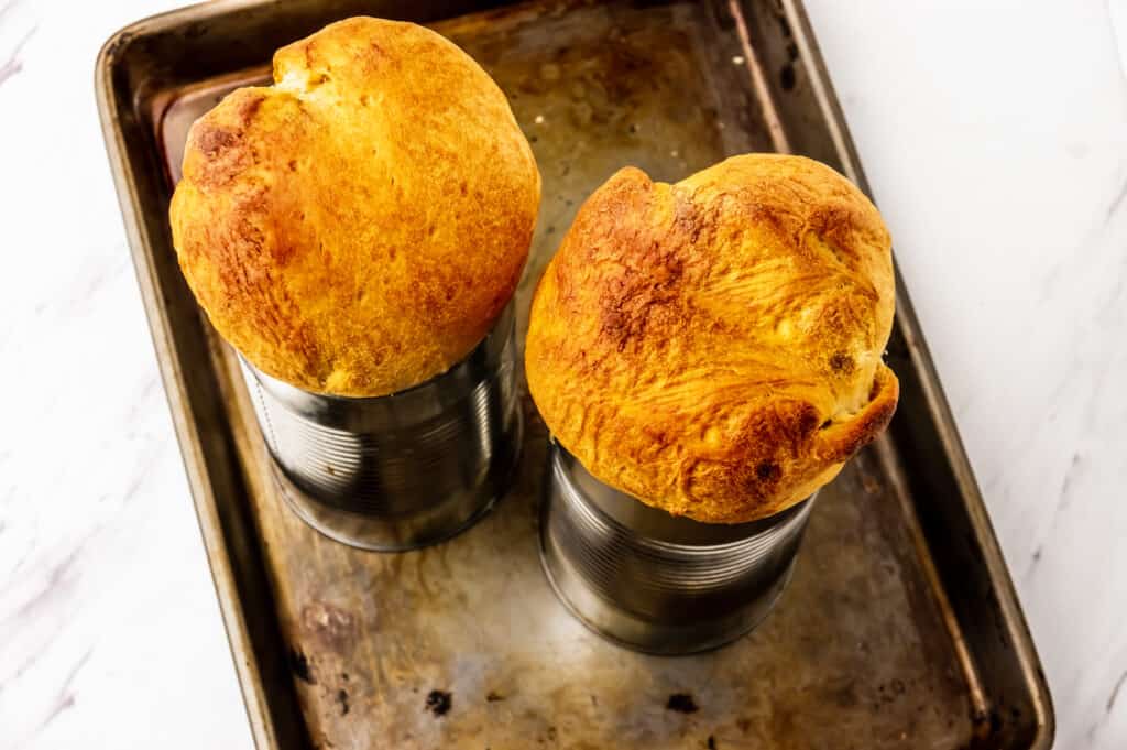 cooking the bread in cans 
