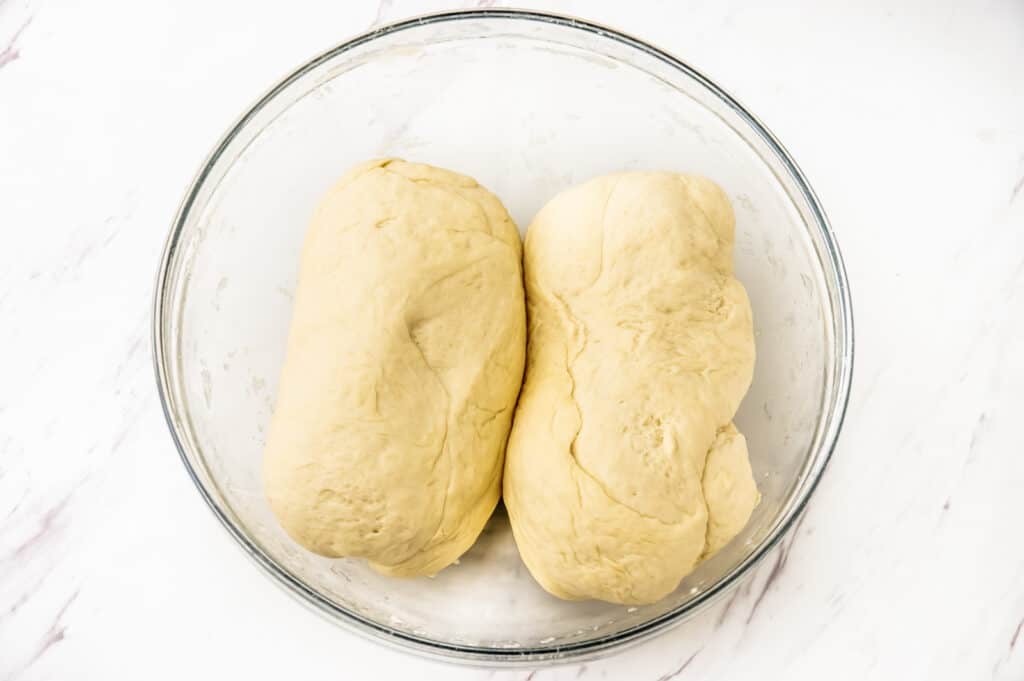 splitting the dough in two