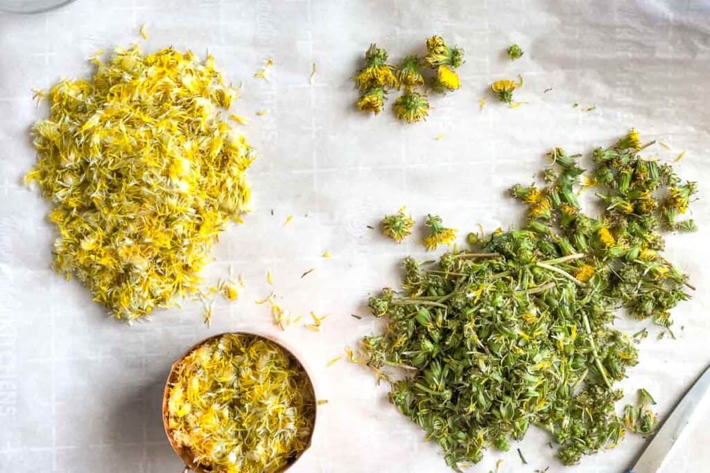 ingredients to make jam out of dandelions 