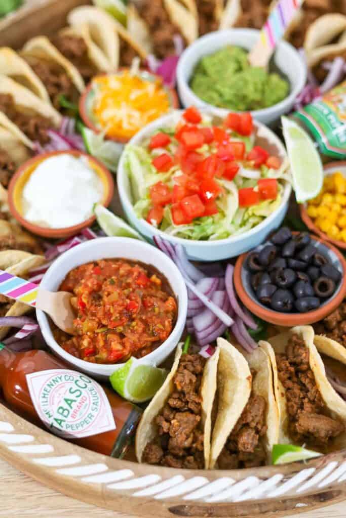 taco board with salsa